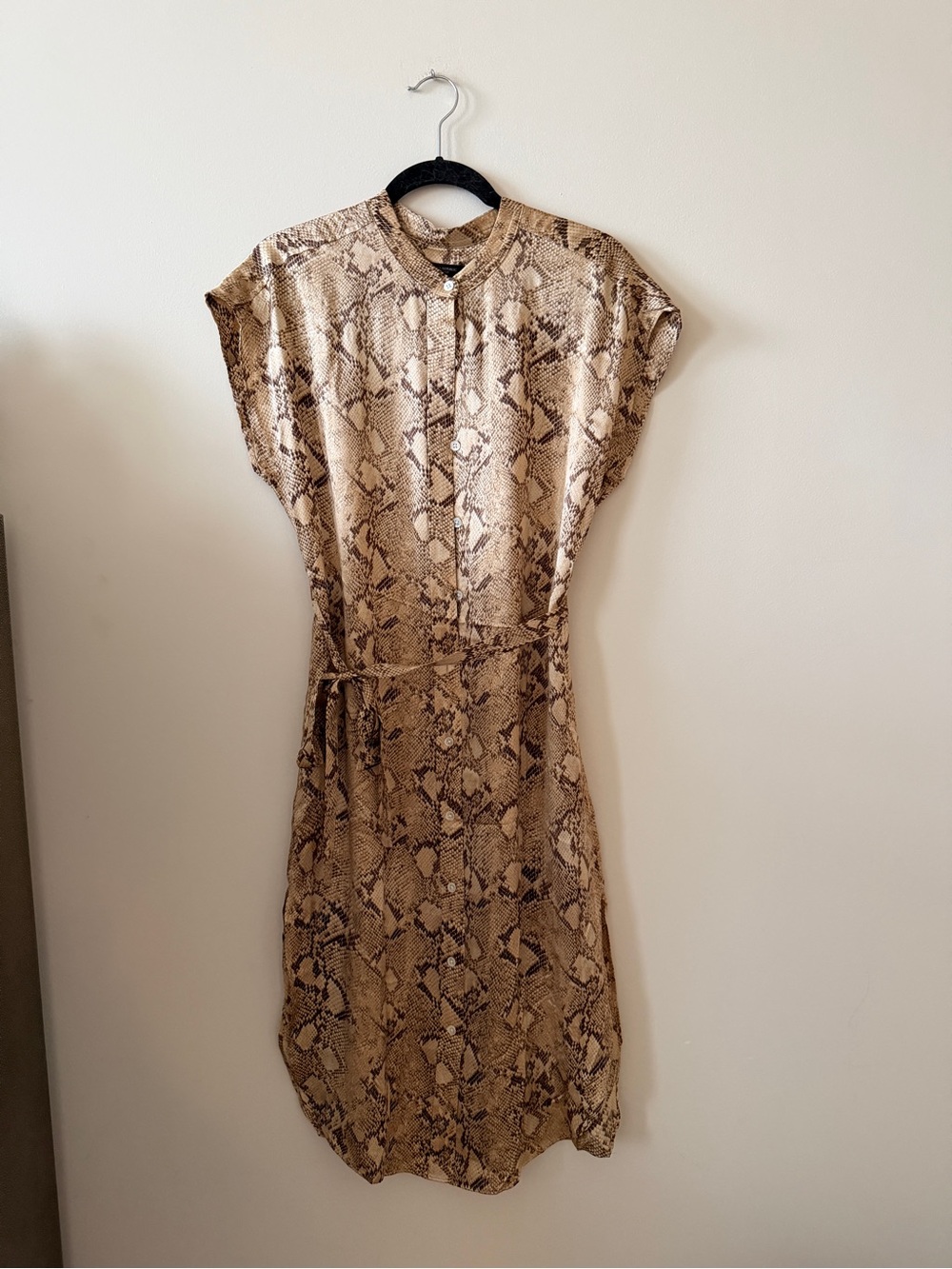 NWOT Banana Republic Serenade 100% Silk Snake-Print Midi Shirt Dress - Picture 4 of 10